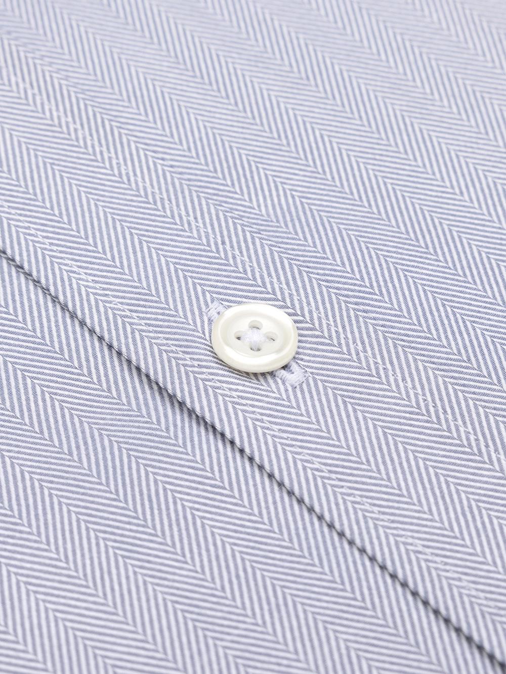 Grey Herringbone short sleeves shirt  - Button down collar