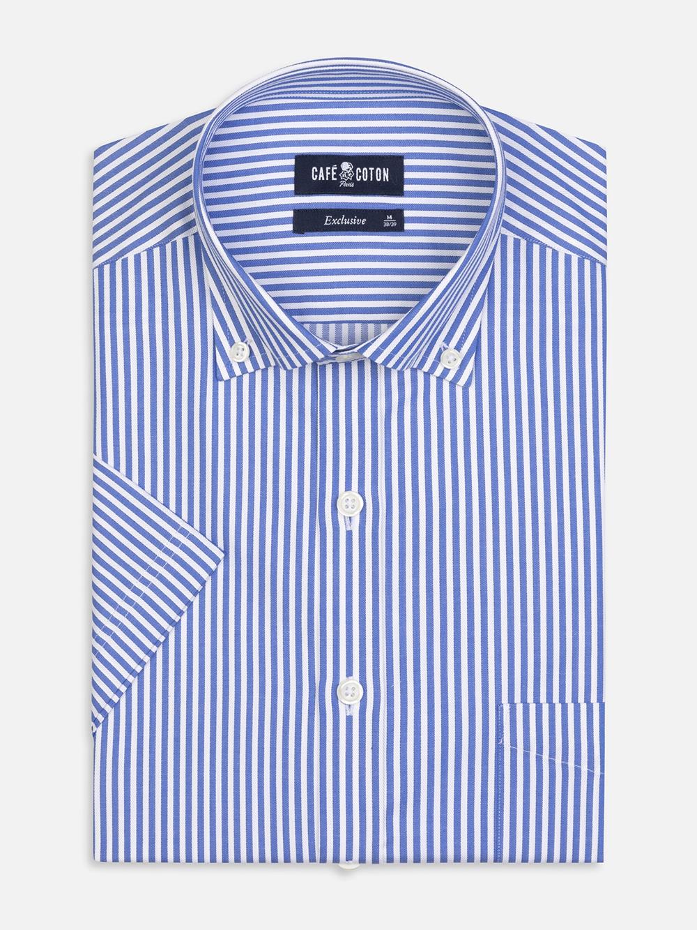 Buton down collar Colin stripe shortsleeves shirt - Blue