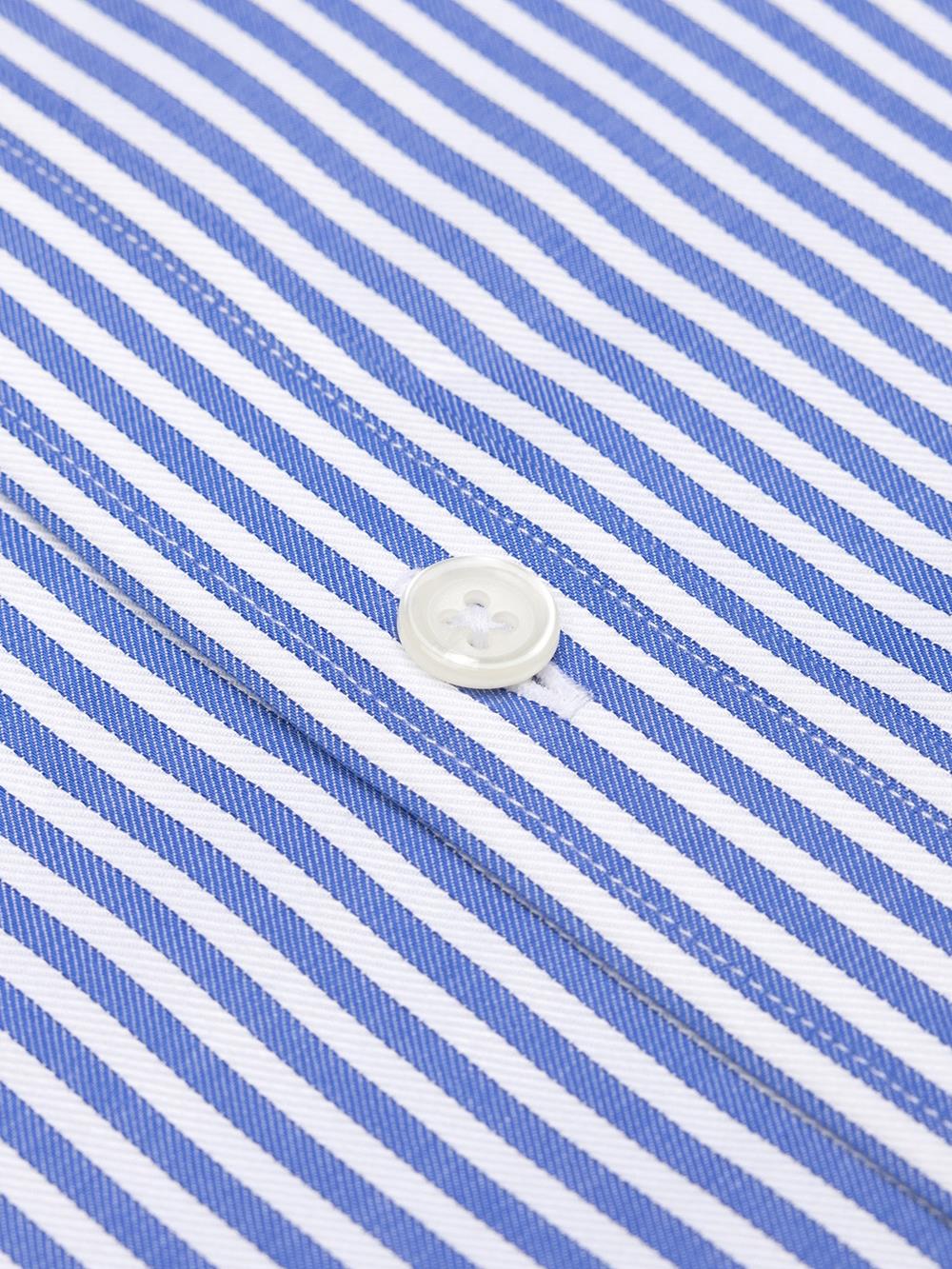 Kurzarmhemd Colin mit blauen Streifen - Button down kragen