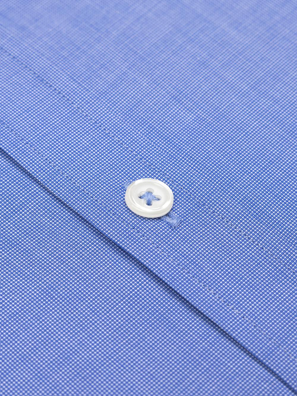 Daria-Kurzarmhemd  aus blauem Popelin - Buttondown Kragen