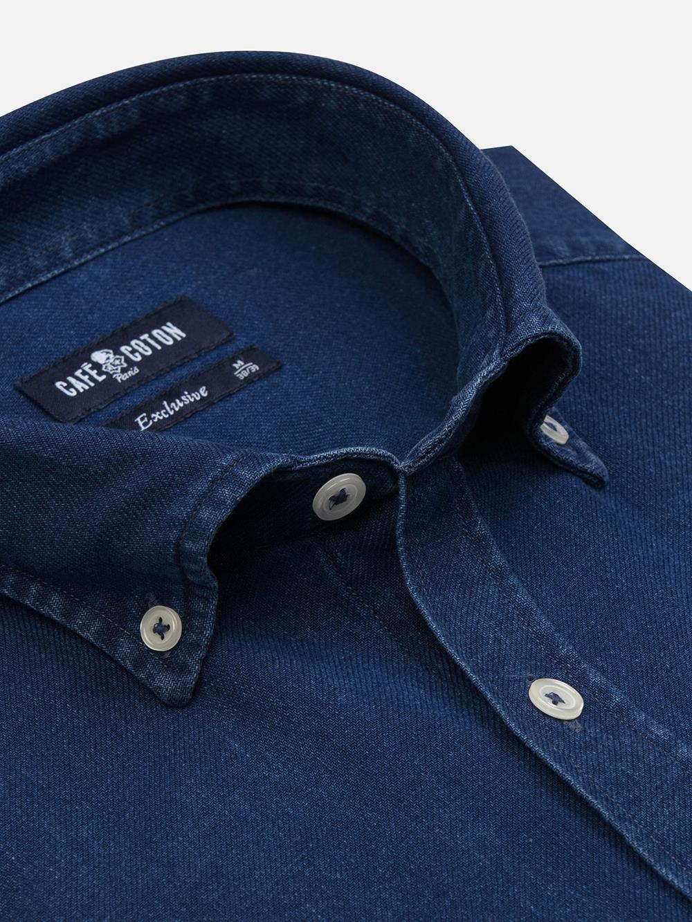 Buton down collar Erwin denim shortsleeves shirt - Navy