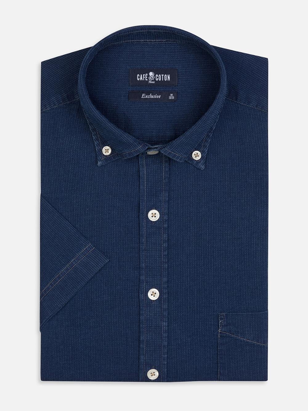 Fulton-Kurzarmhemd aus Jeansstoff - Button down kragen