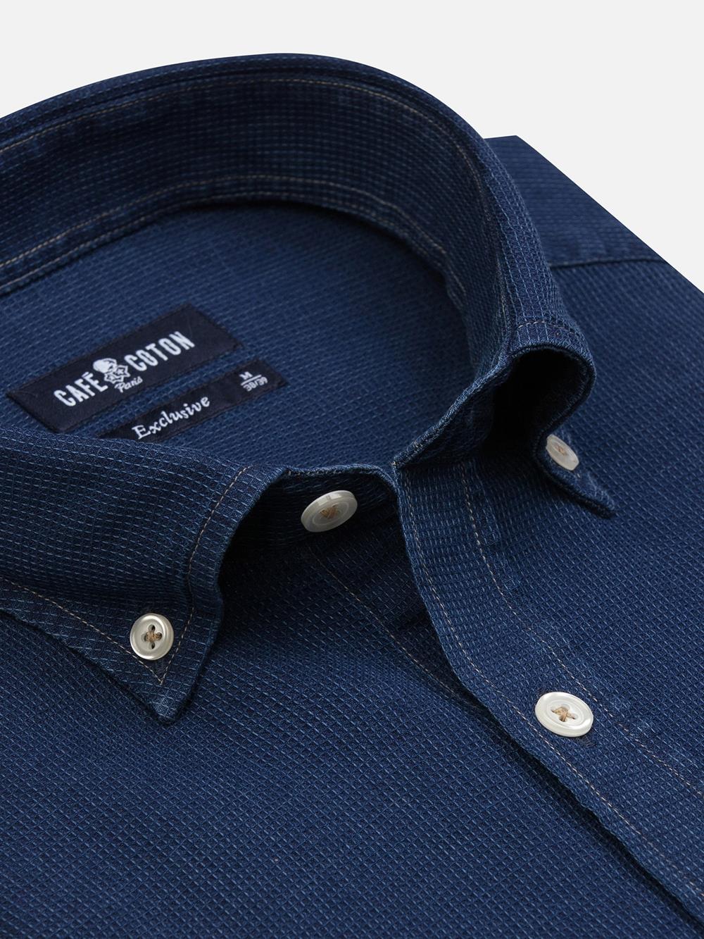 Fulton-Kurzarmhemd aus Jeansstoff - Button down kragen