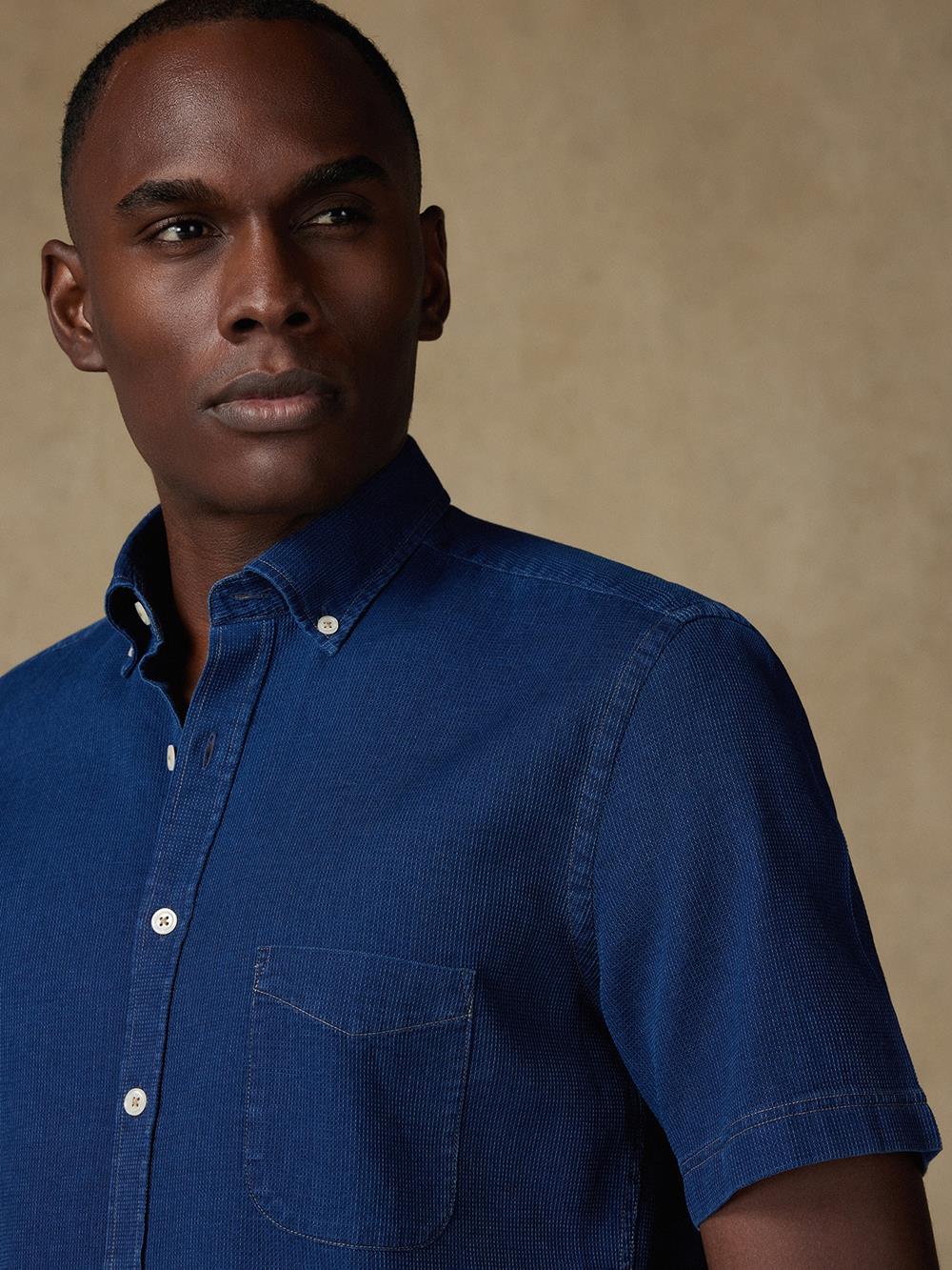 Camicia manica corta Fulton in denim - Con buttoncini