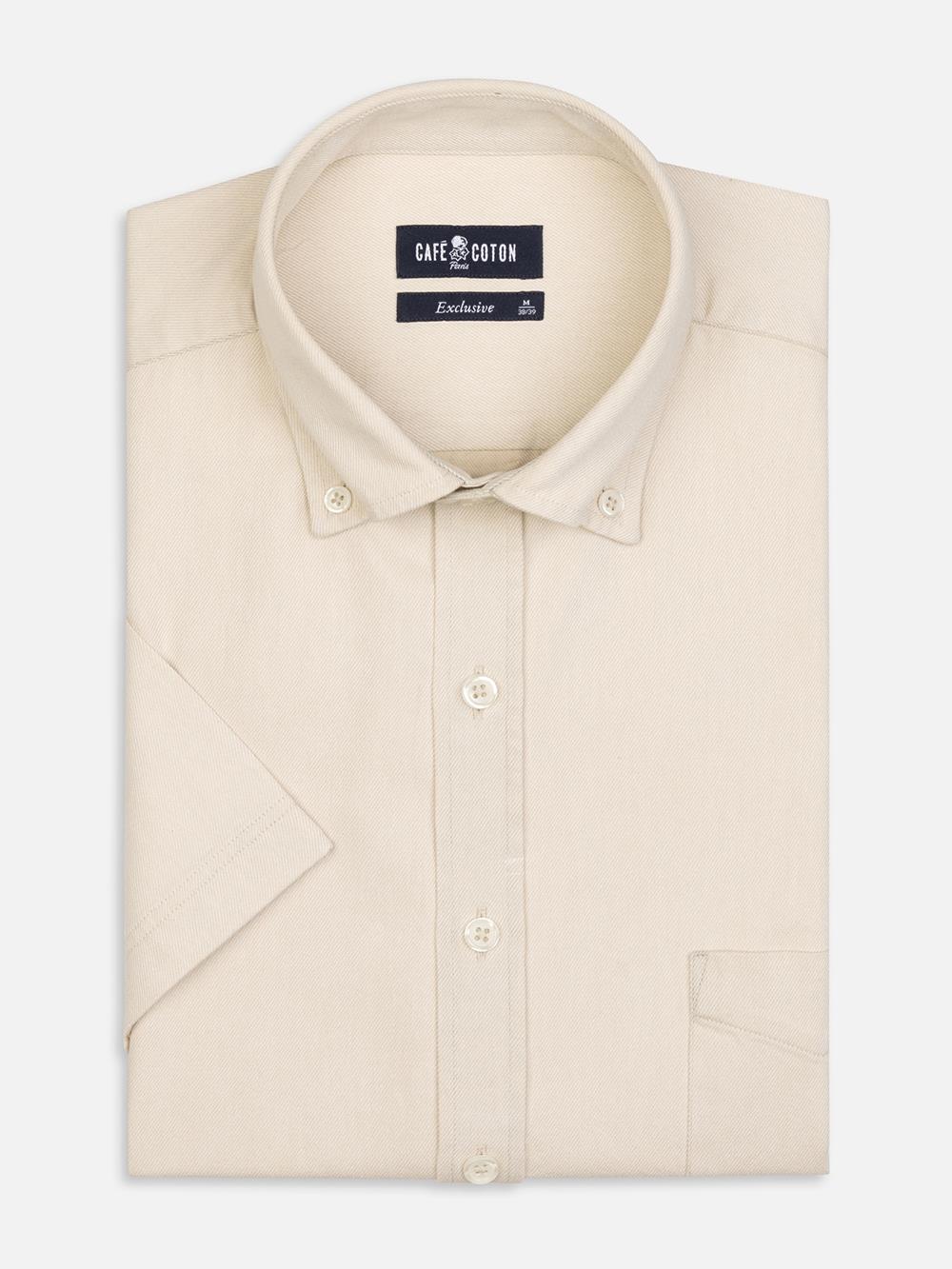 Buton down collar Gustav denim shortsleeves shirt - Off White