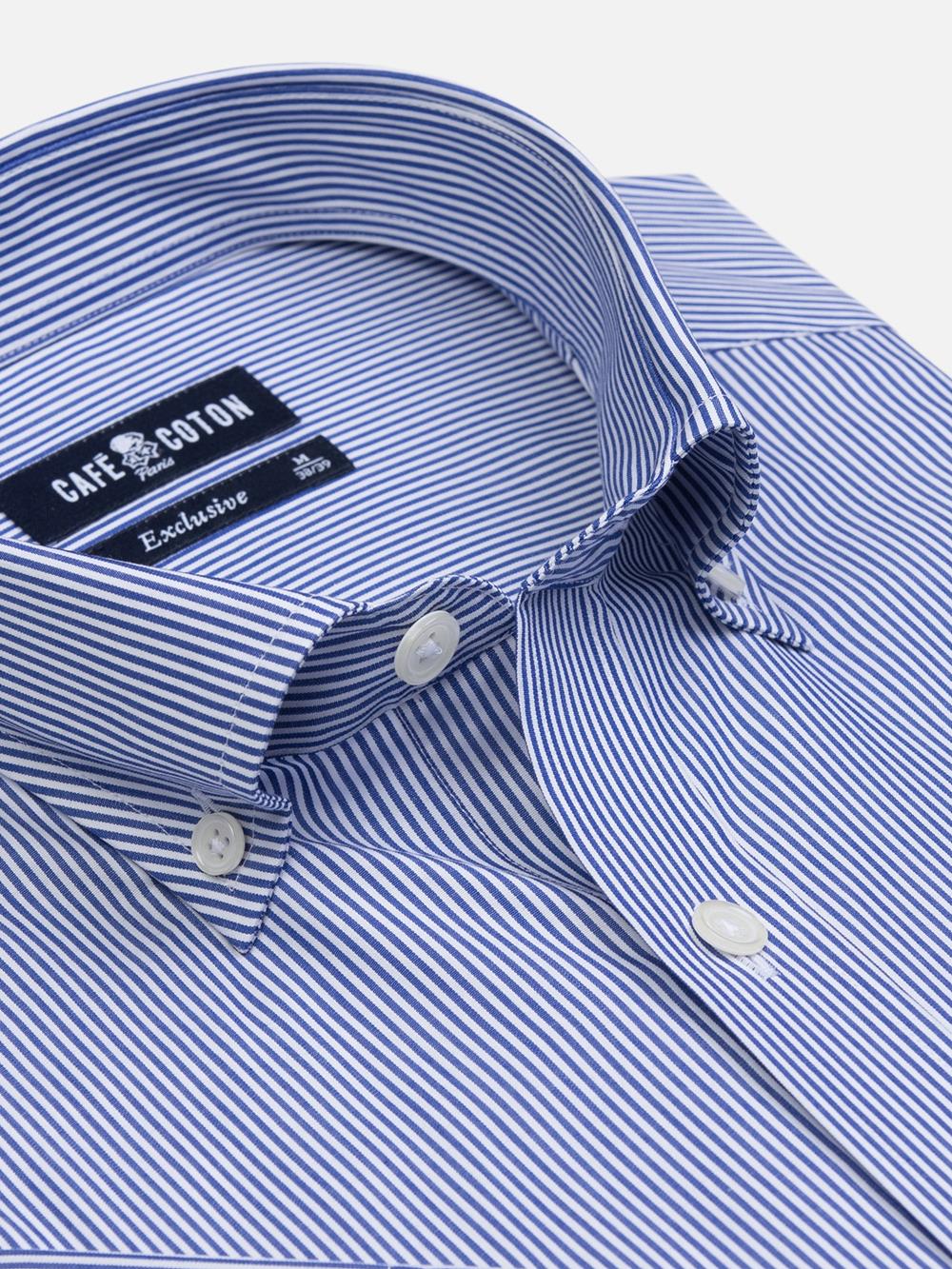 Menthon navy stripes Shirt - Short Sleeves
