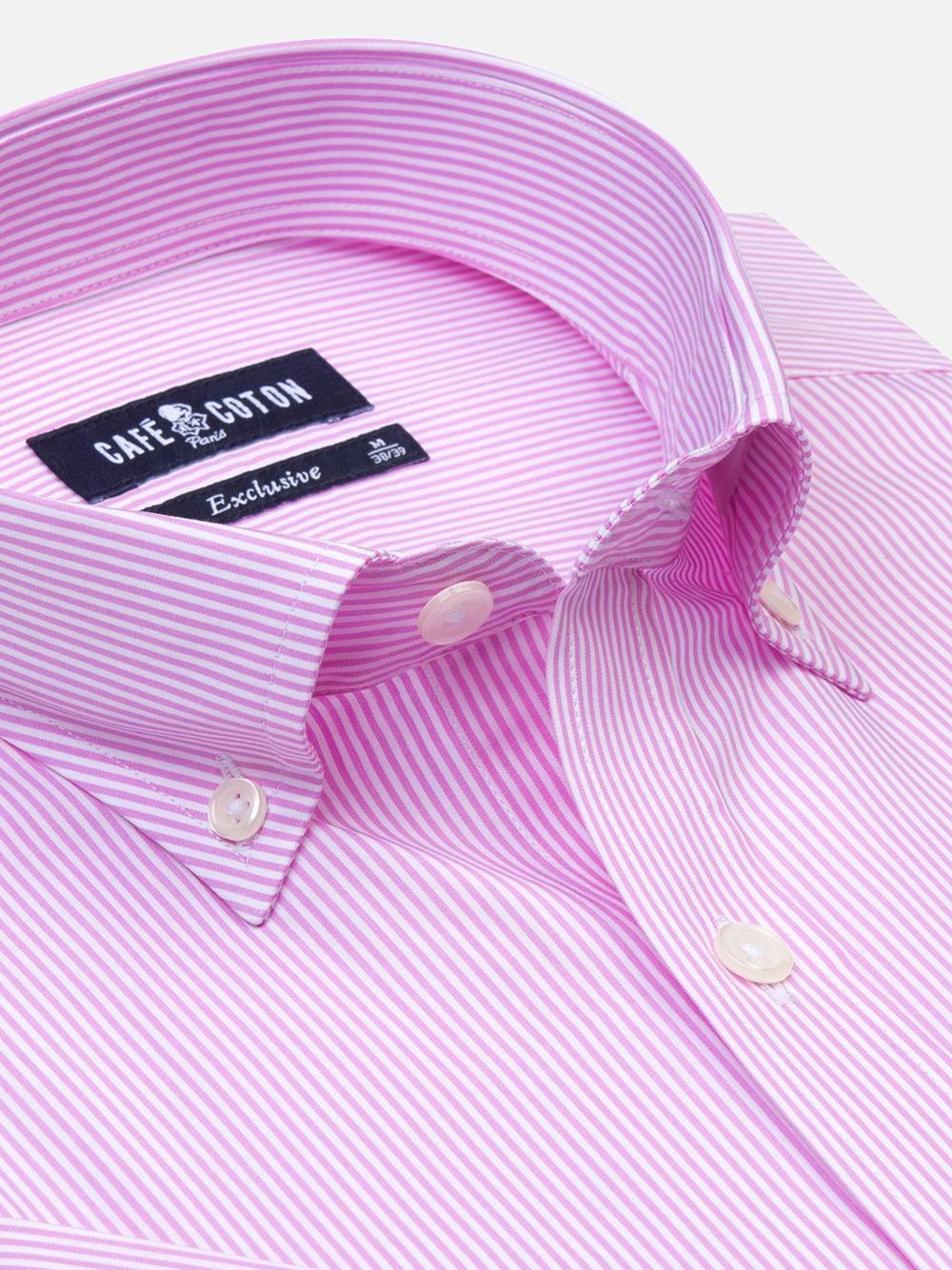 Pink stripes menthon shirt - Short Sleeves