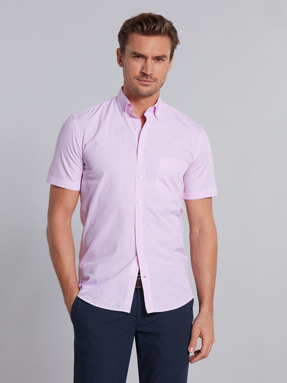 Pink stripes menthon shirt - Short Sleeves