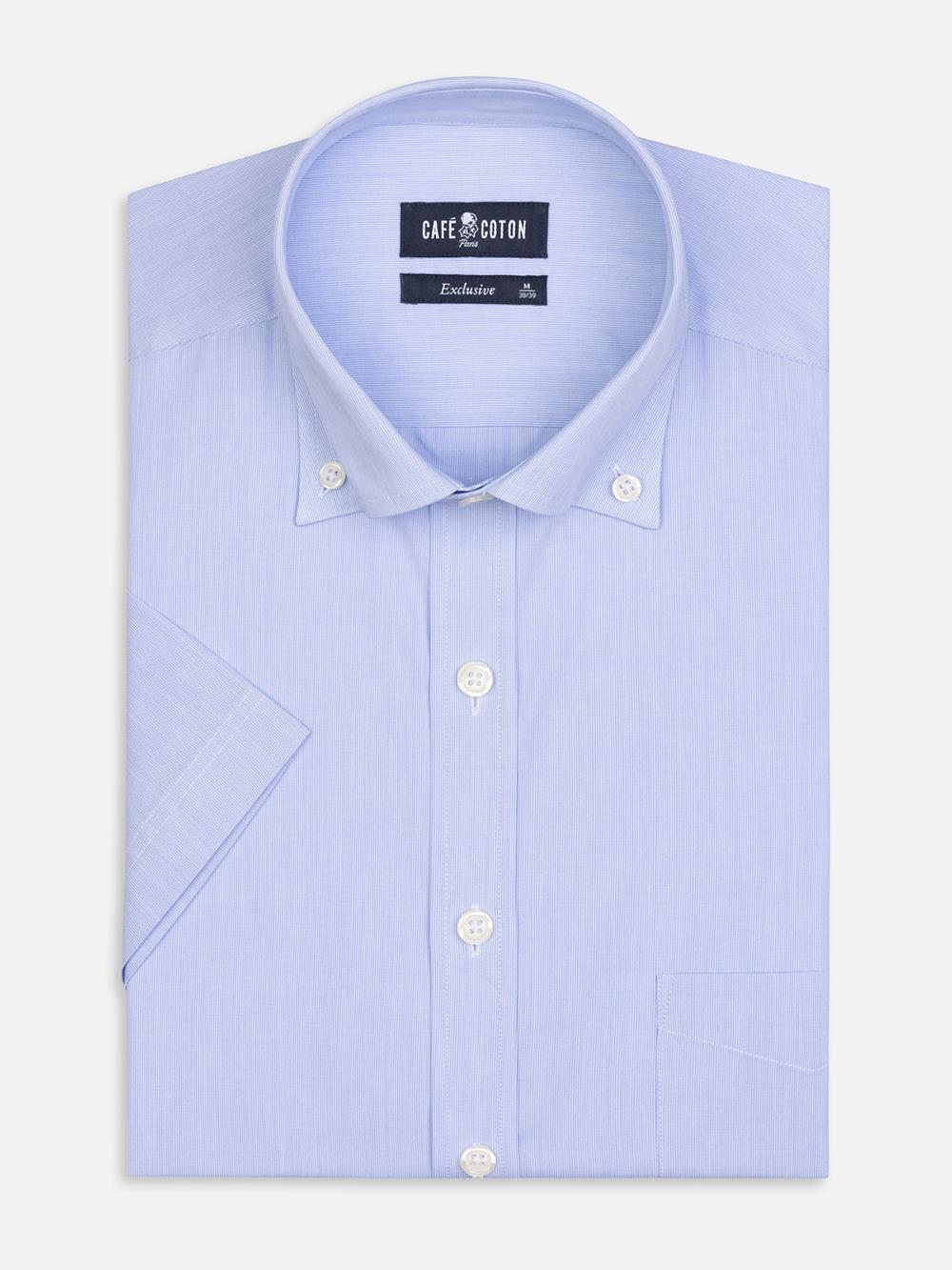 Thousand Stripes Sky short sleeves shirt - Button down collar