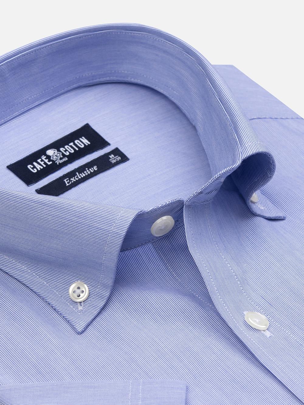 Thousand Stripes Blue short sleeves shirt - Button down collar