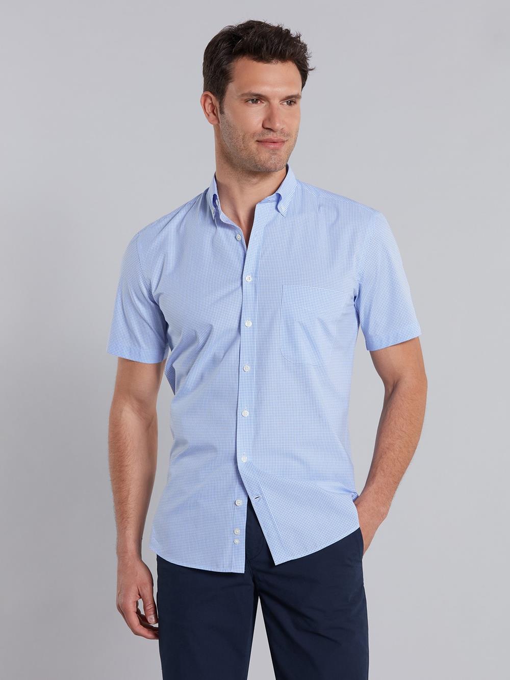 Vichy sky checked shirt - Short Sleeves