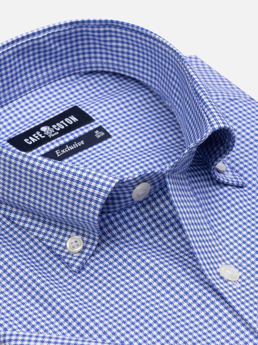 Blauw geruit overhemd  - Button-down kraag