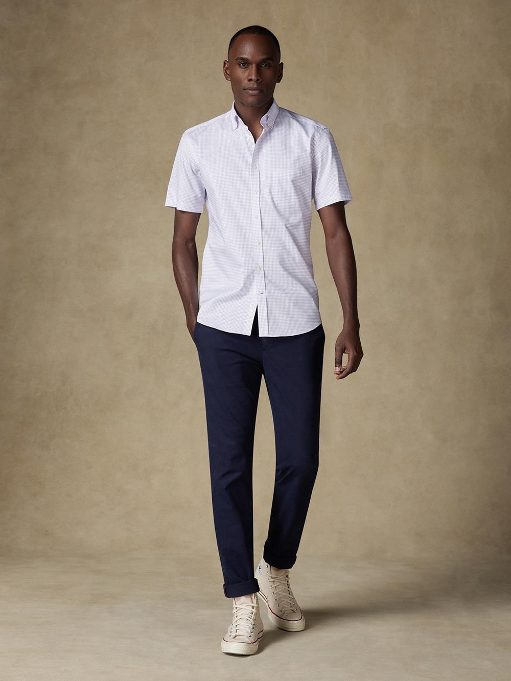 Warren lila geruit overhemd - Button-down kraag