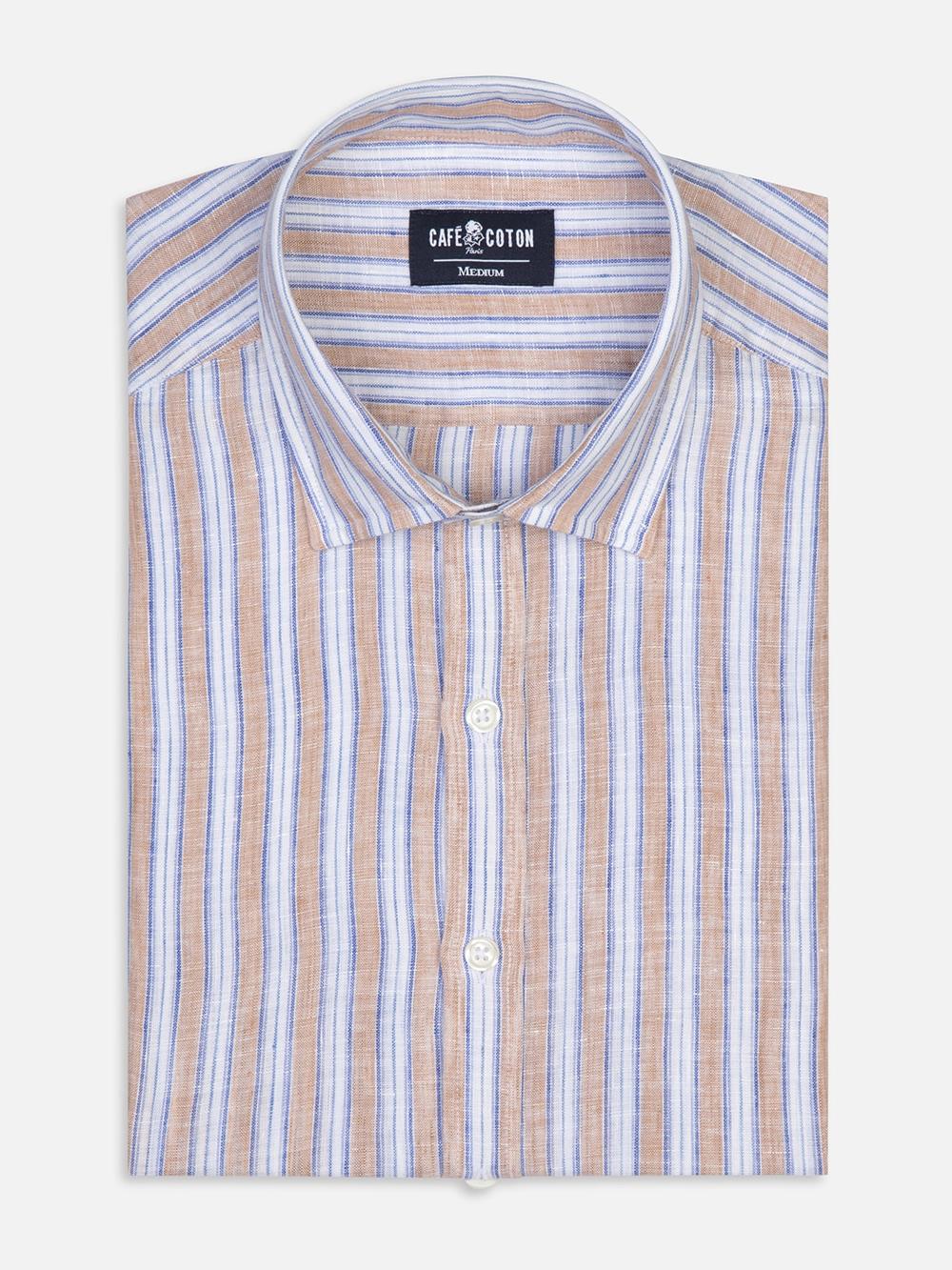 Colin shirt in sandy linen stripes
