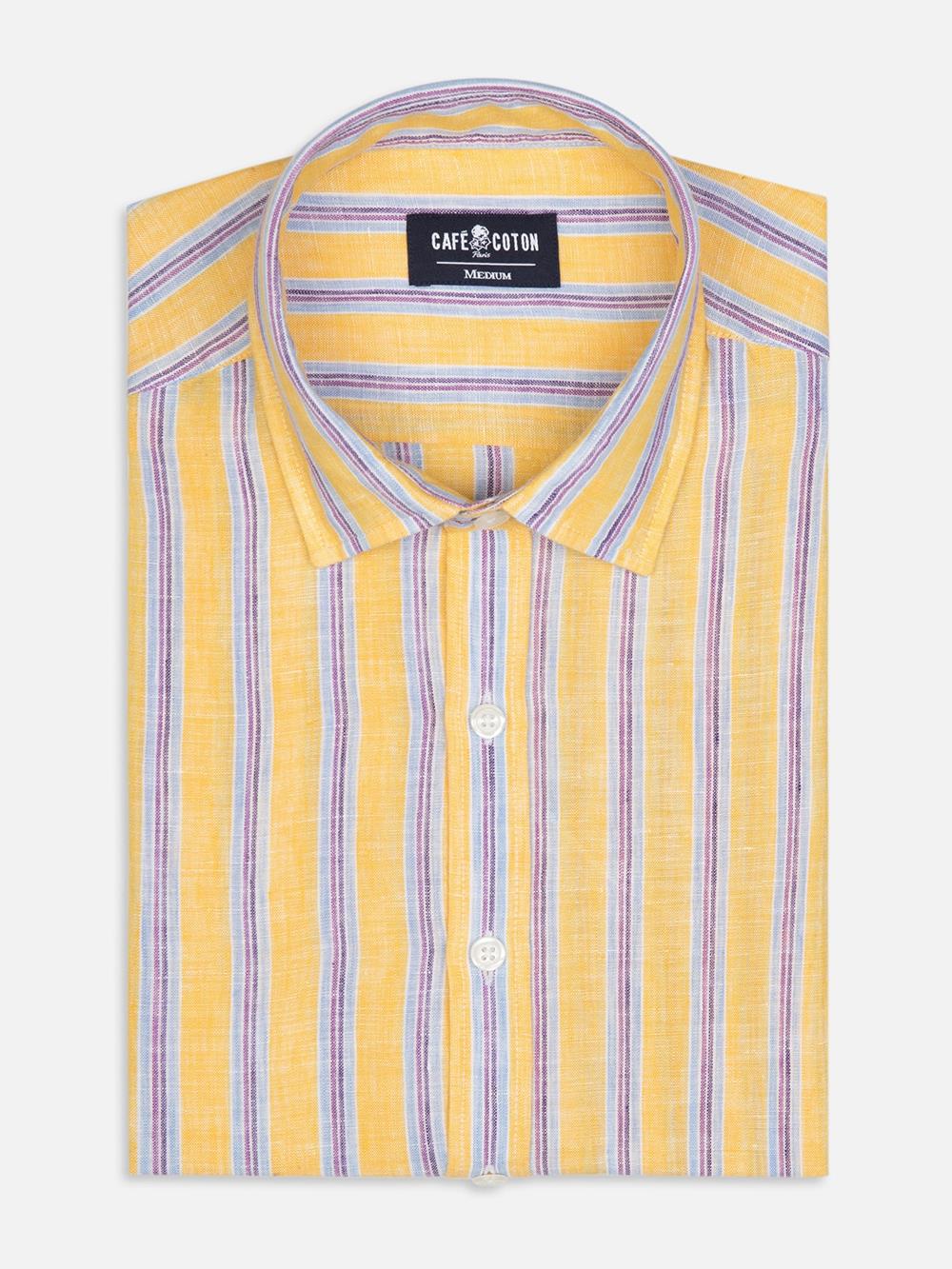 Dustin linen shirt in yellow stripes 