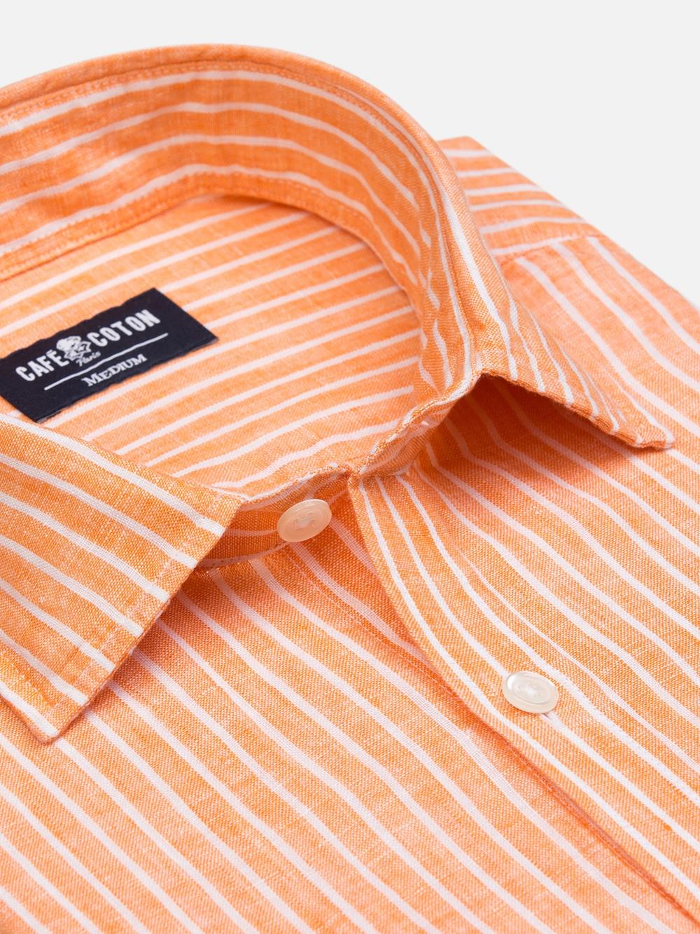 Karl shirt in orange linen stripes