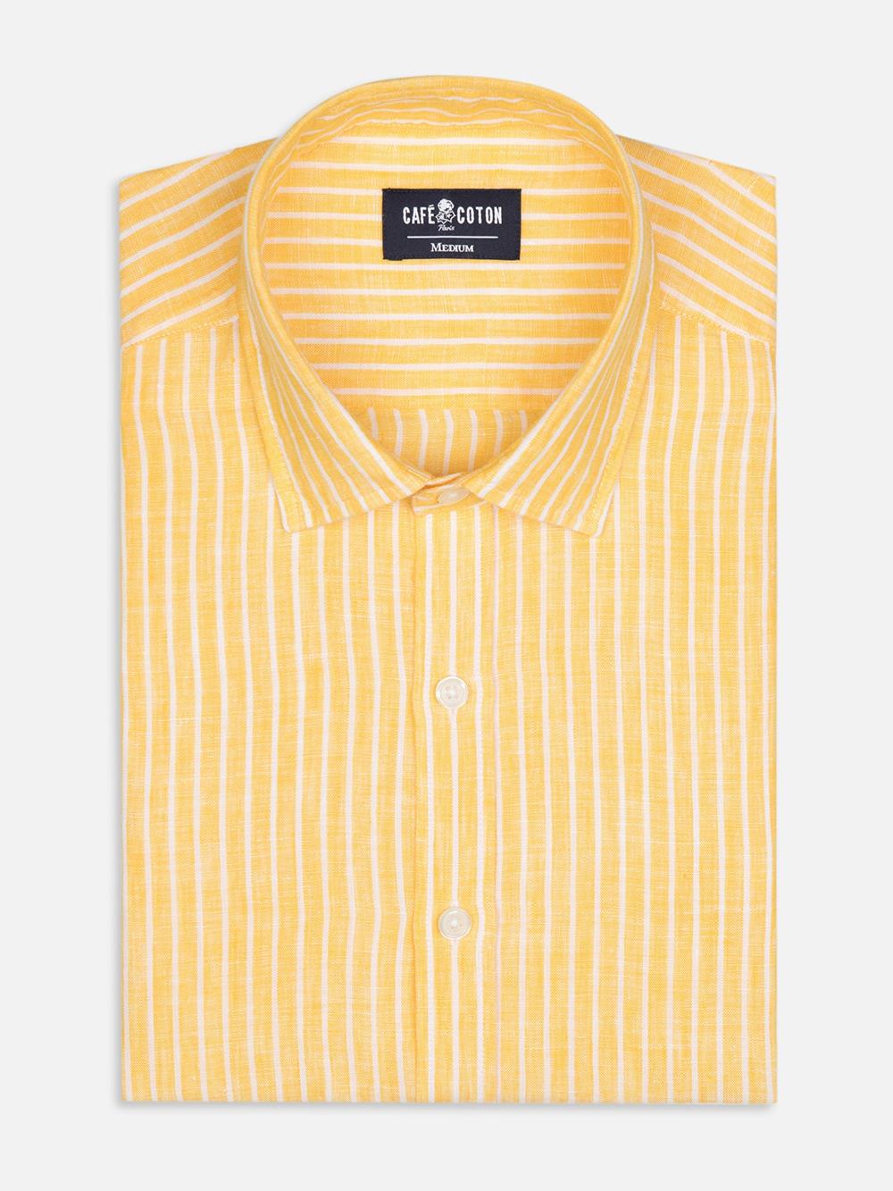 Karl linnen overhemd met gele strepen
