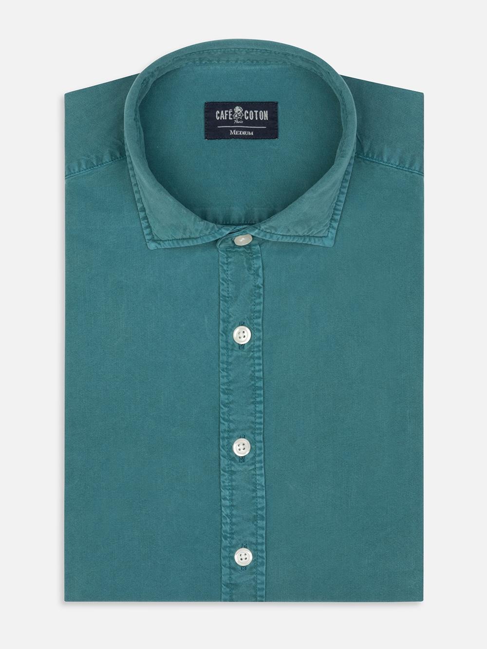 Camisa Lio en Gabardina lavada celadón