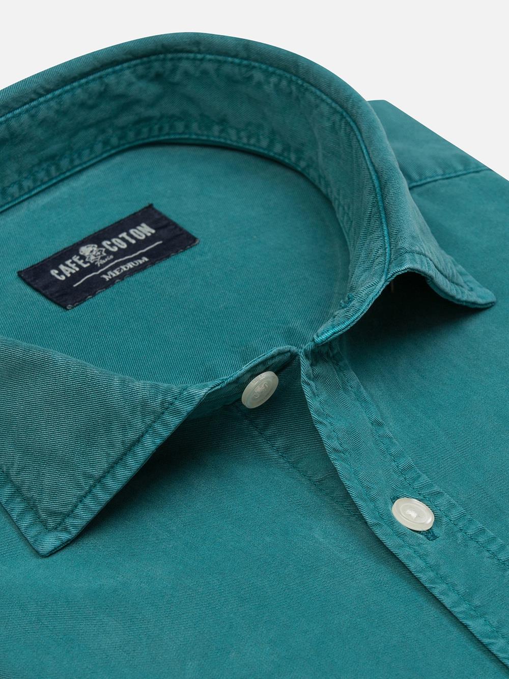 Lio shirt in celadon washed gabardine