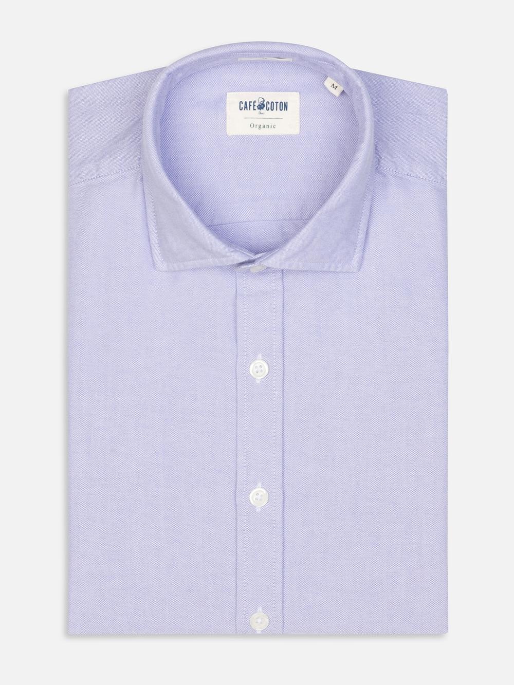 Bio-Tailliertes Hemd aus gewaschenem Oxford parme
