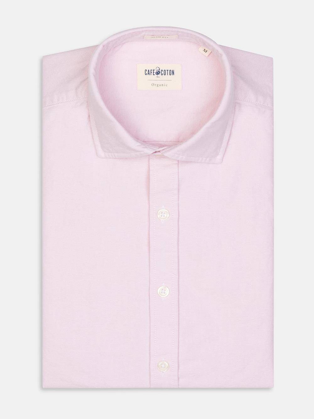Bio-Tailliertes Hemd aus gewaschenem Oxford rosa