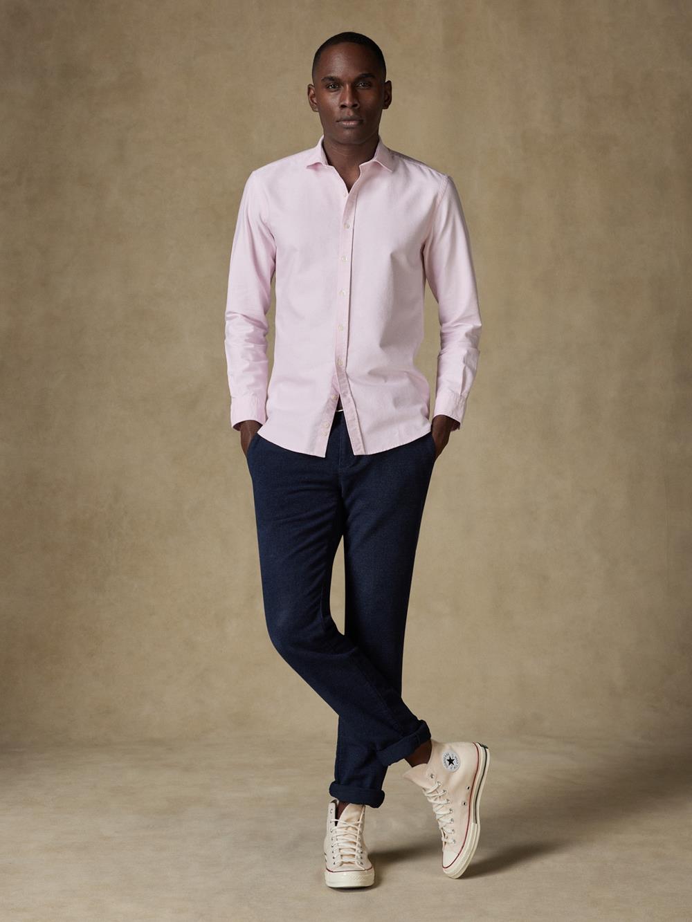 Roze biologisch gewassen oxford Slim fit overhemd