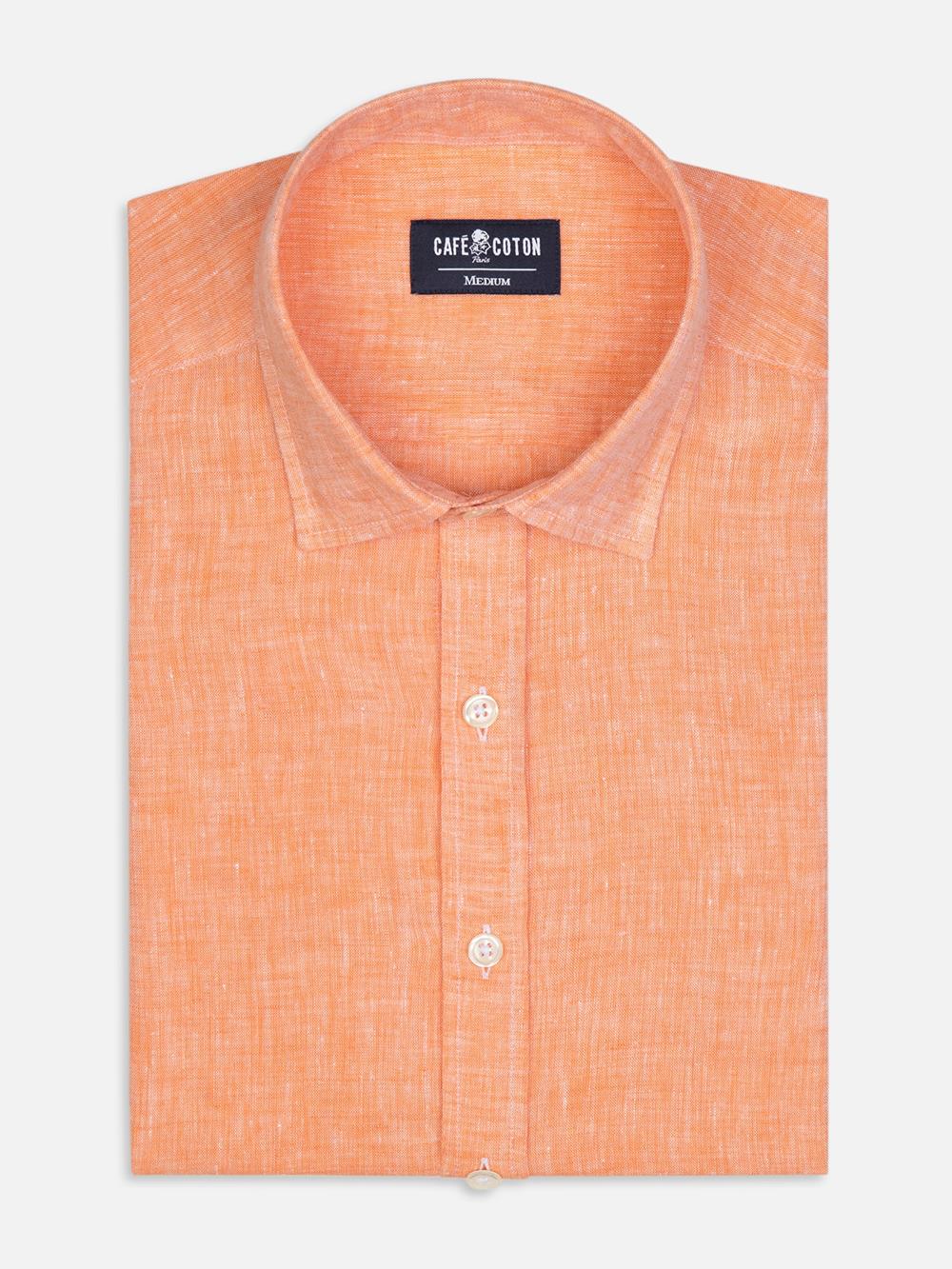 Camicia aderente Cody in lino arancione