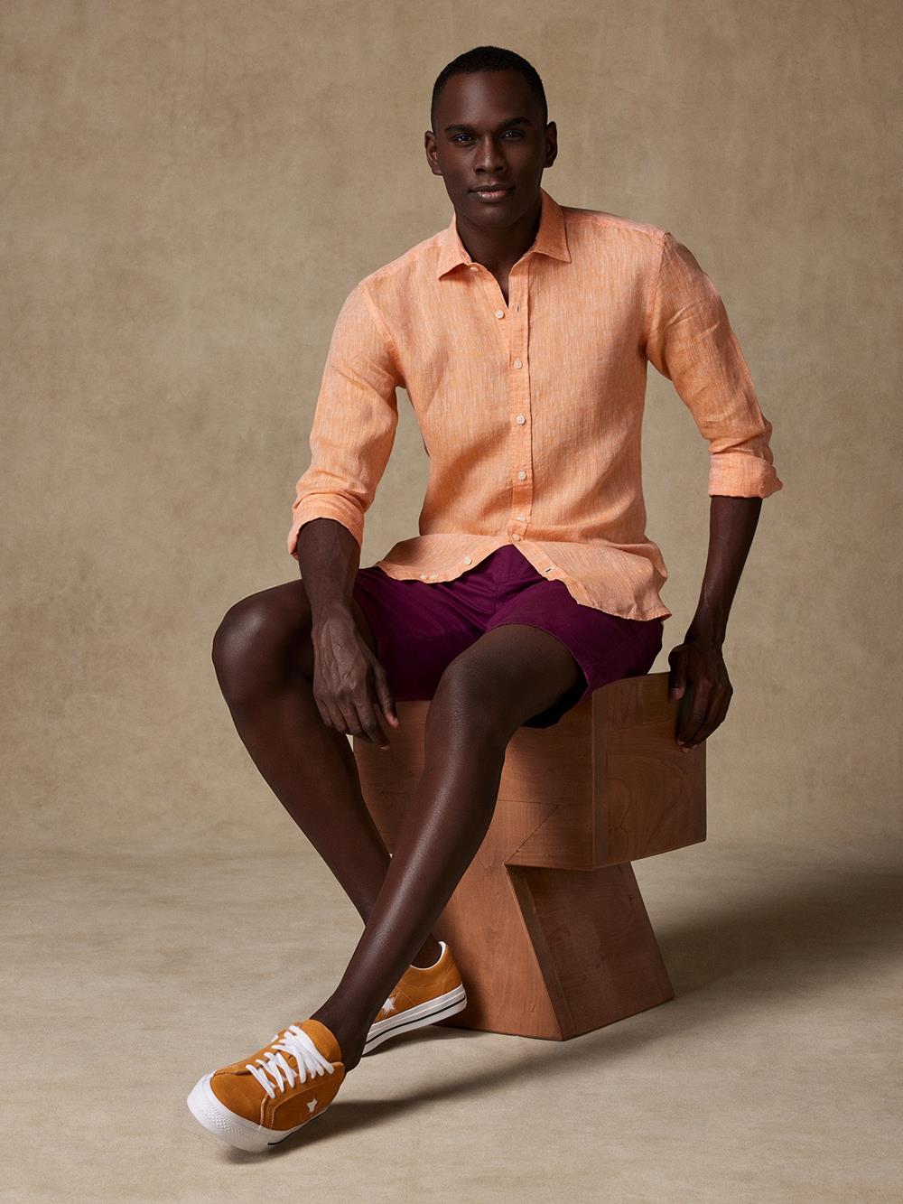 Cody slim fit shirt in apricot linen