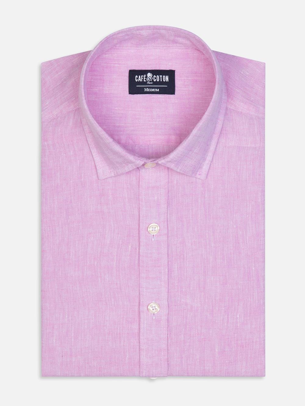 Camicia aderente Cody in lino rosa
