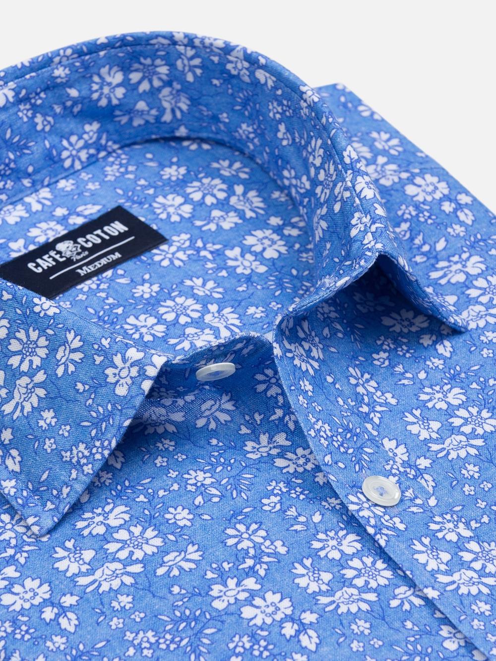 Glen slim-fit overhemd van linnen met bloemenprint