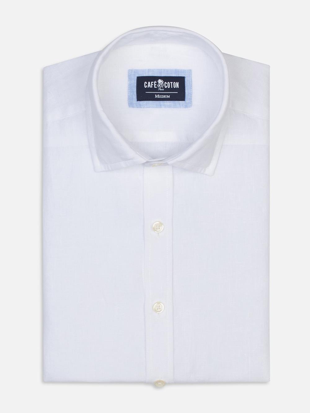 Camicia aderente in lino bianco