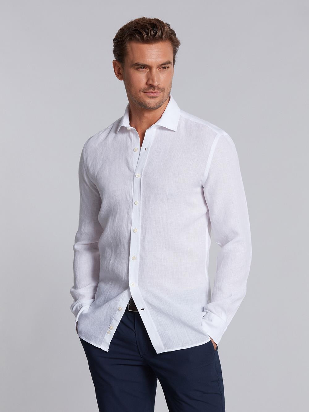 White linen fitted shirt
