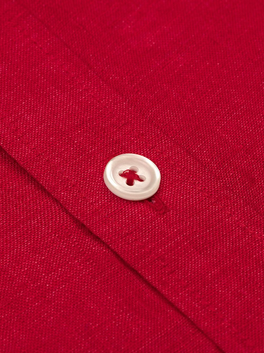 Red linen slim fit shirt 