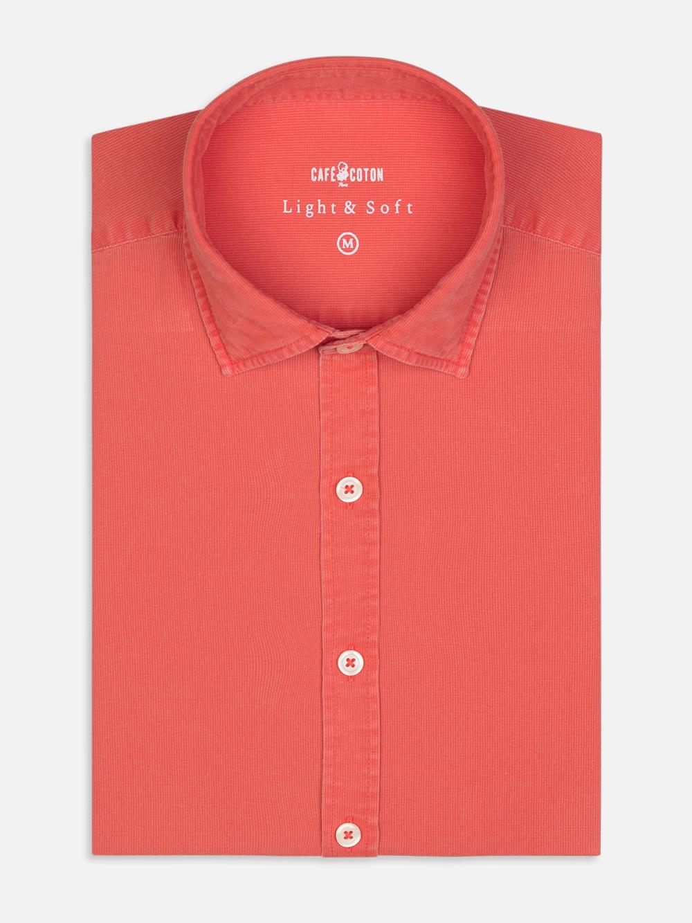 Orange slim fit shirt in washed pique