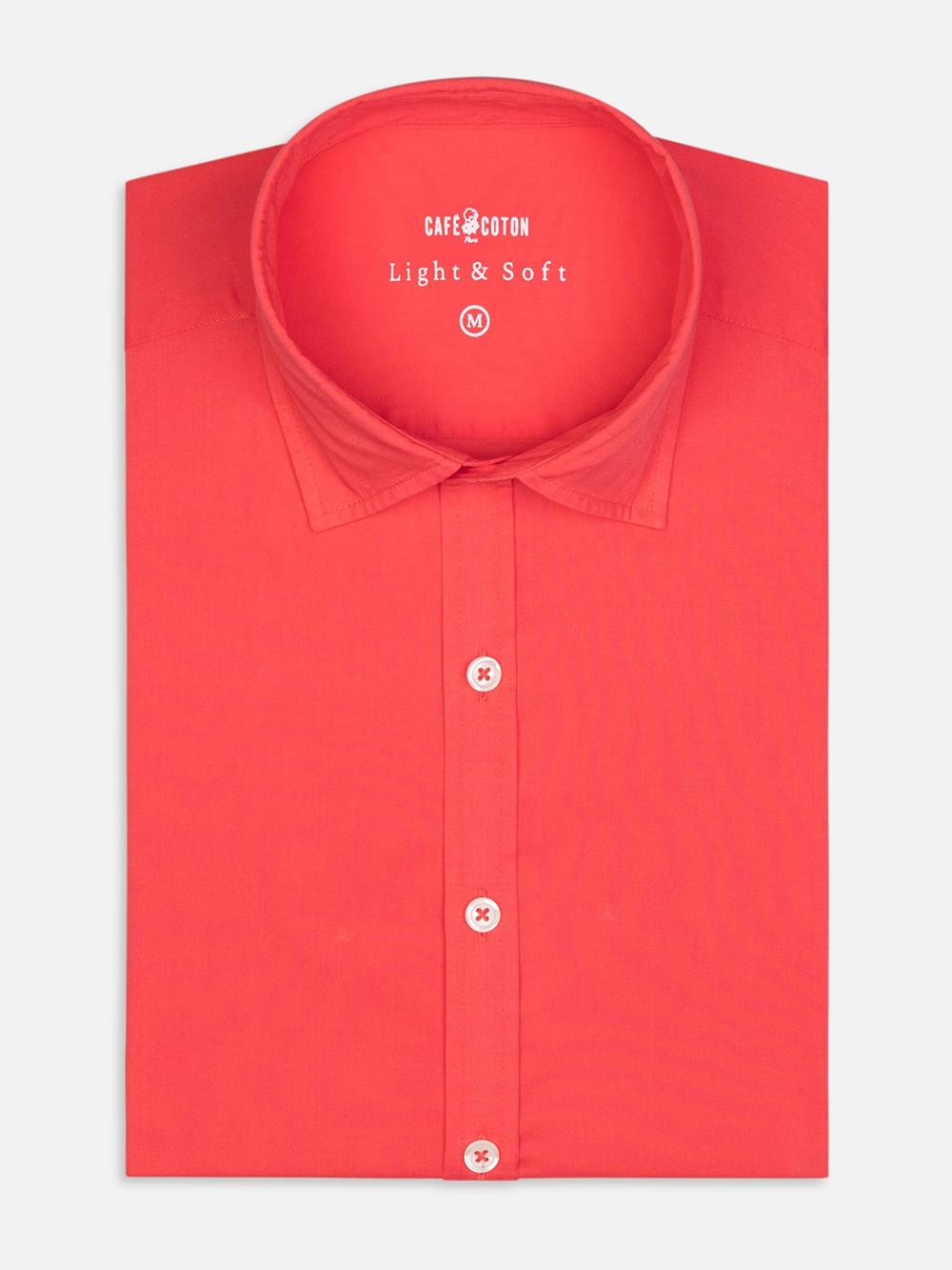 Orange cotton voile slim fit shirt