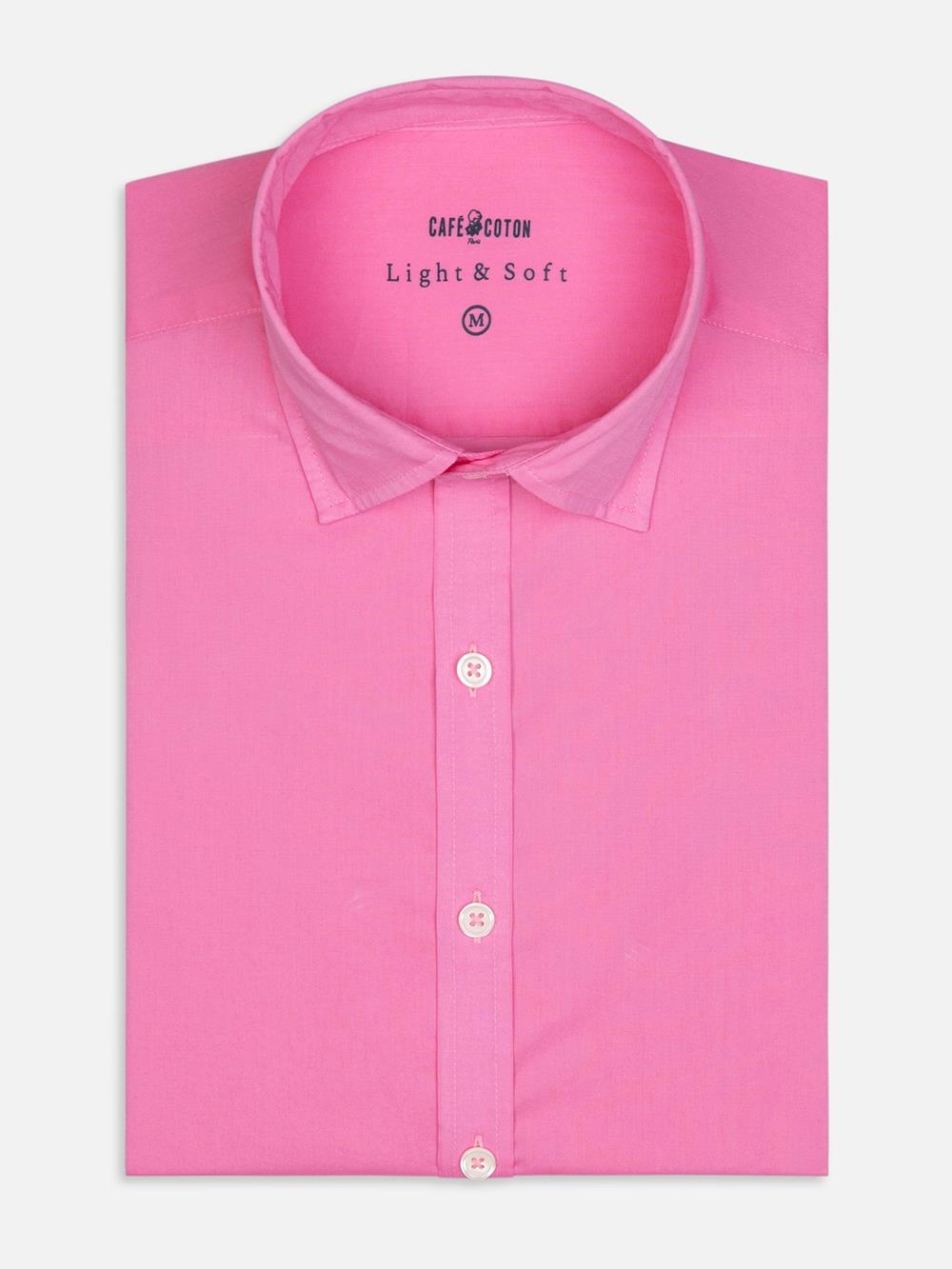 Slim-fit roze overhemd van katoenvoile