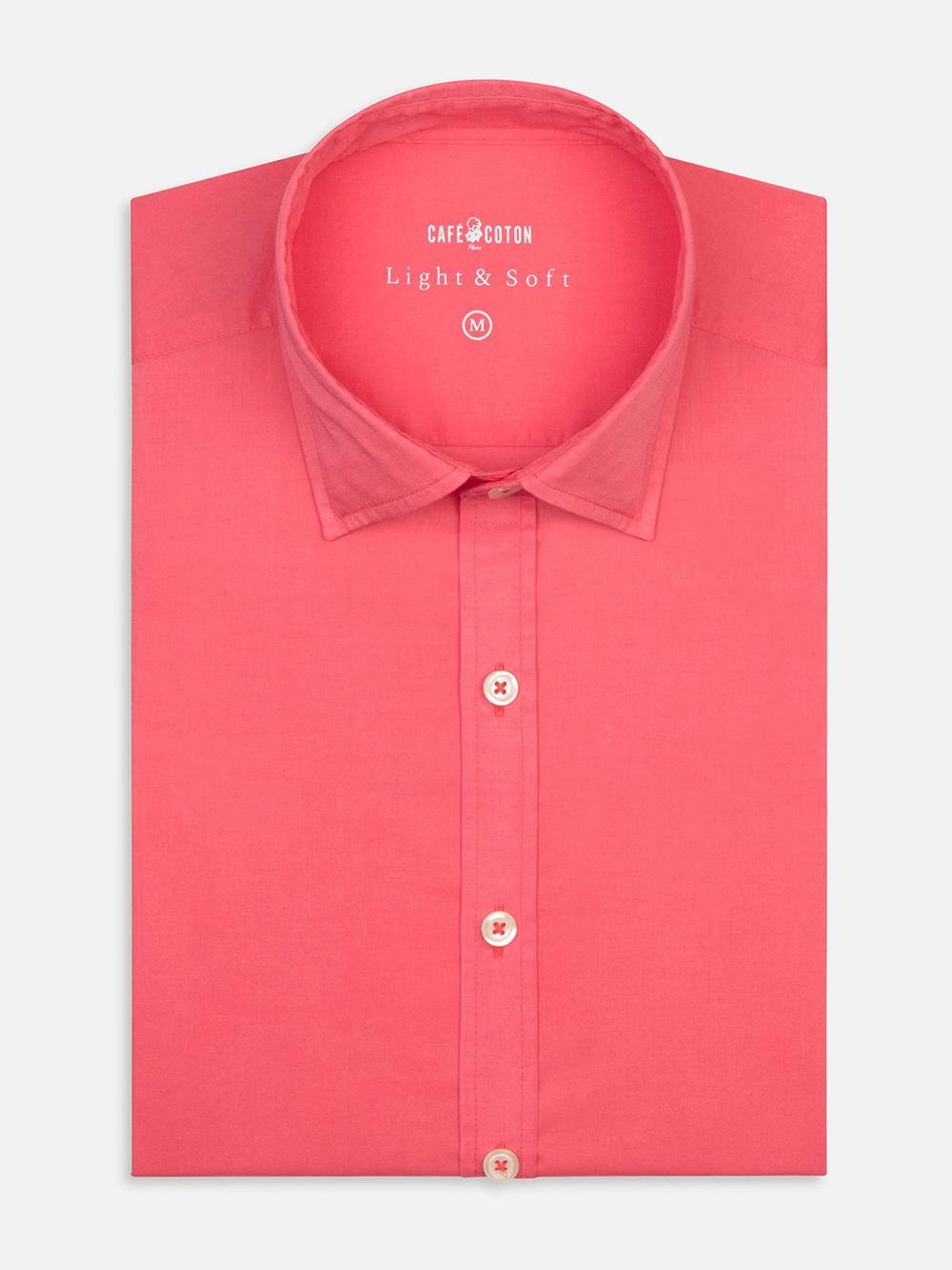Fuchsia cotton voile slim fit shirt