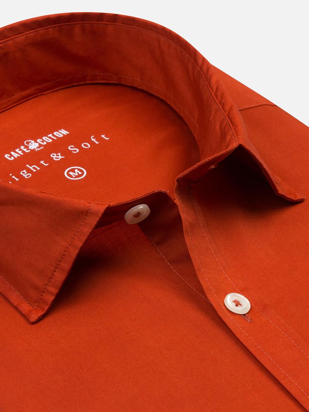 Orange cotton voile slim fit shirt