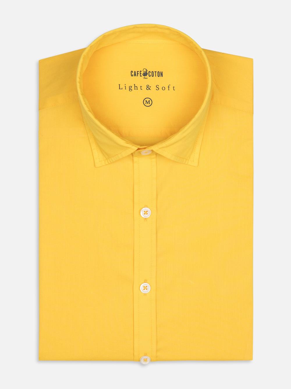 Chemise jaune en voile de coton