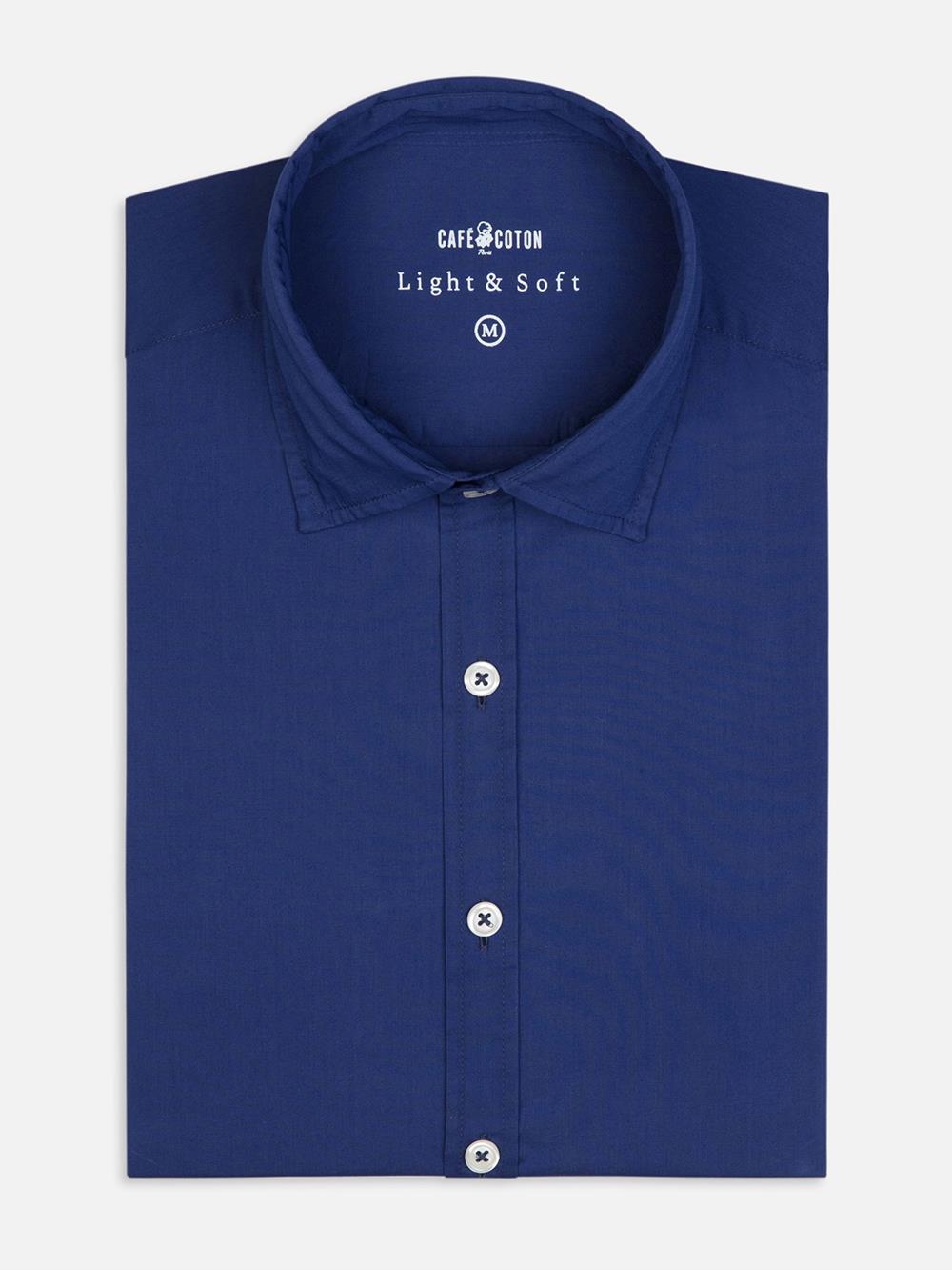 Camicia in voile di cotone color navy