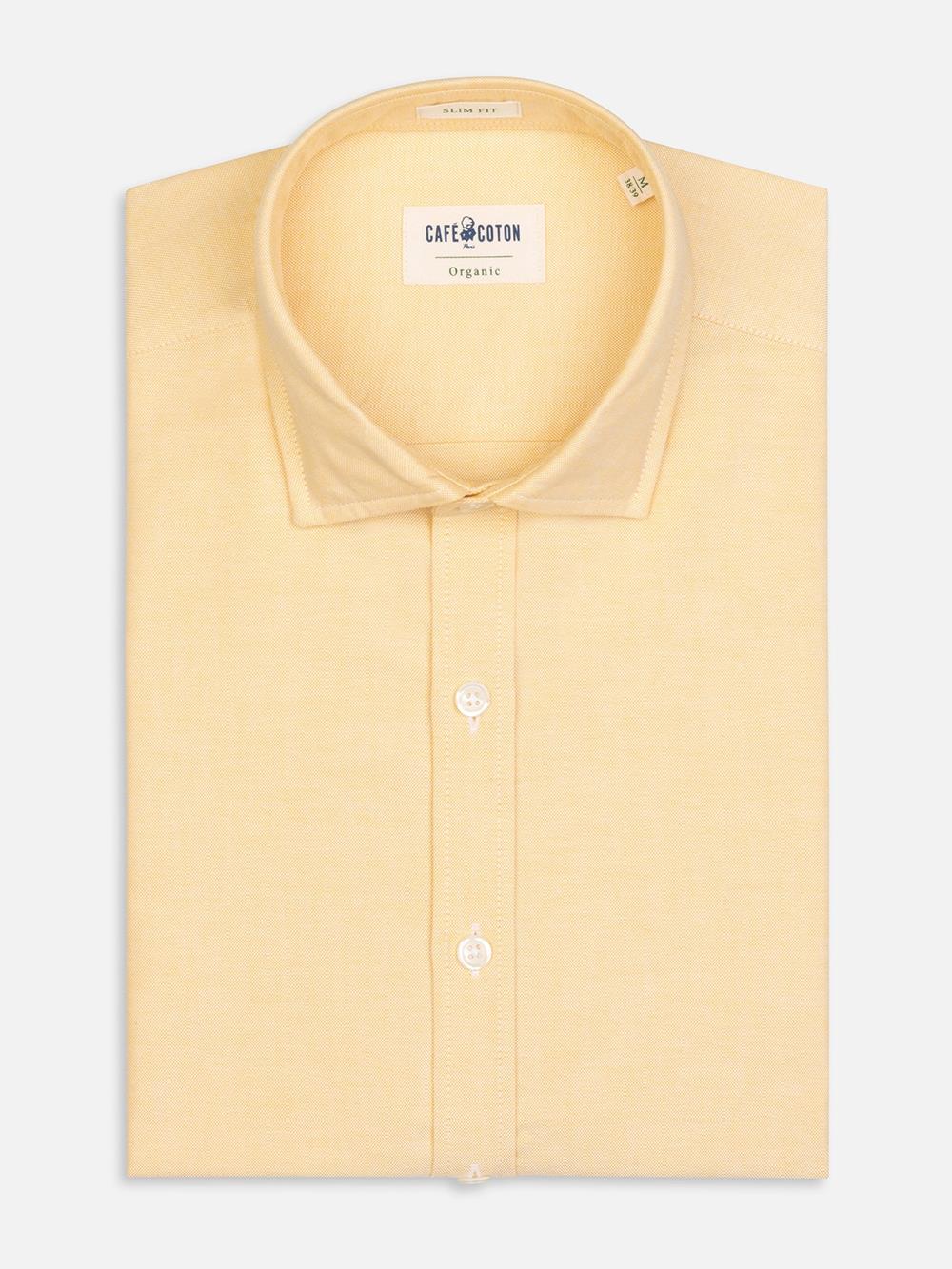Yellow washed organic oxford overhemd