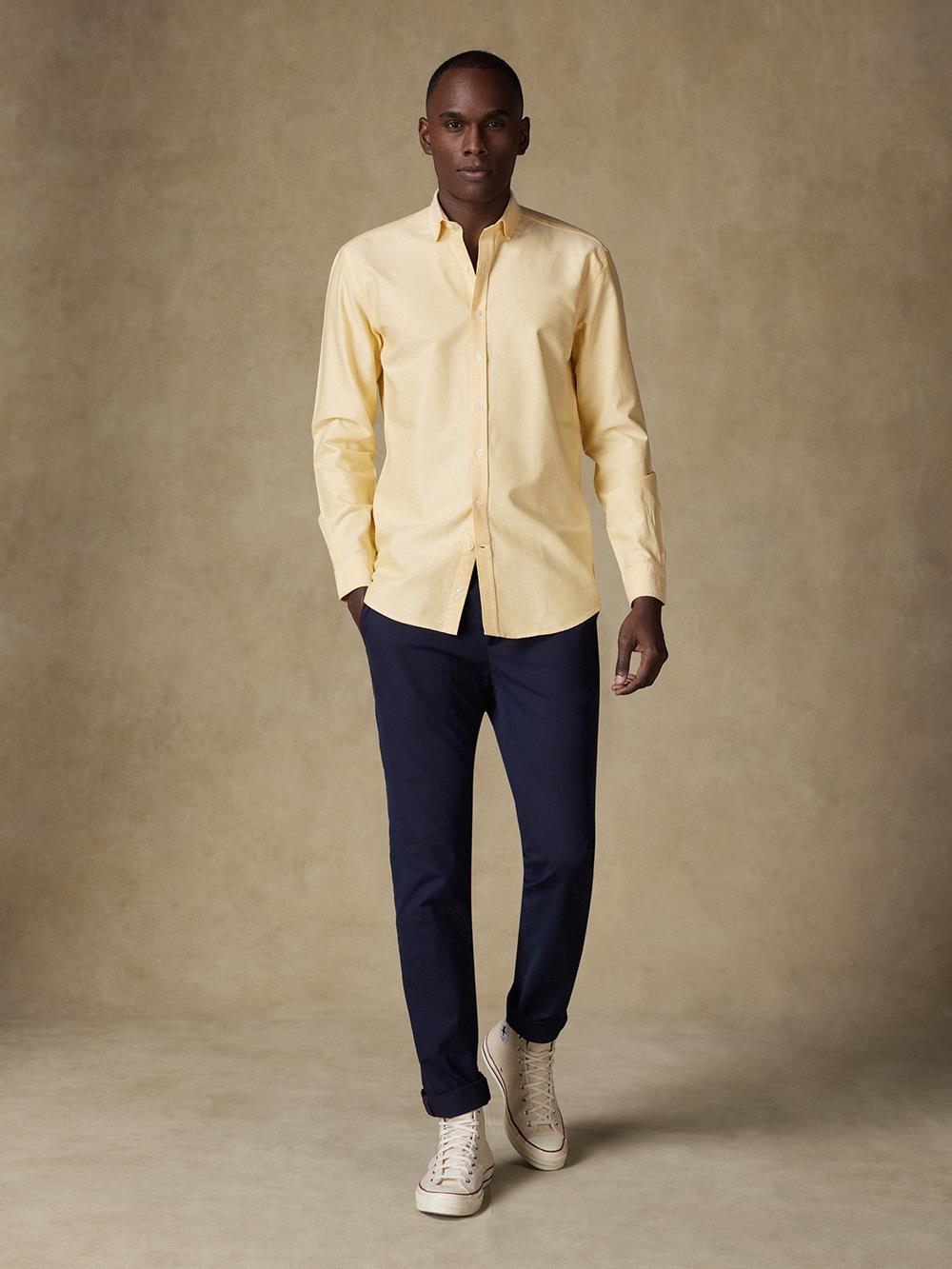 Chemise bio en oxford lavé jaune