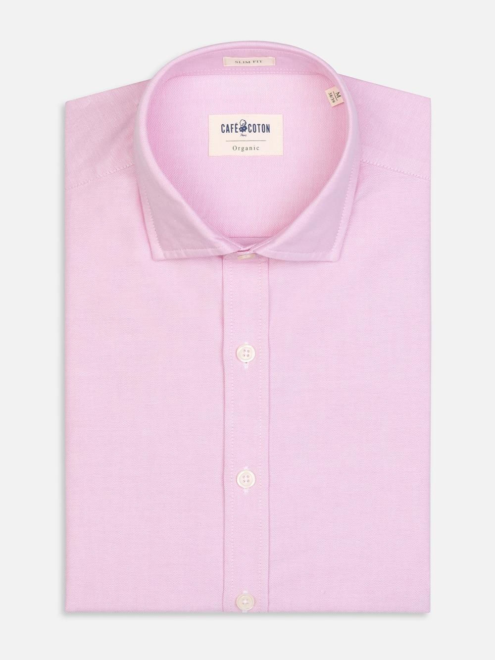 Roze gewassen organisch oxford overhemd