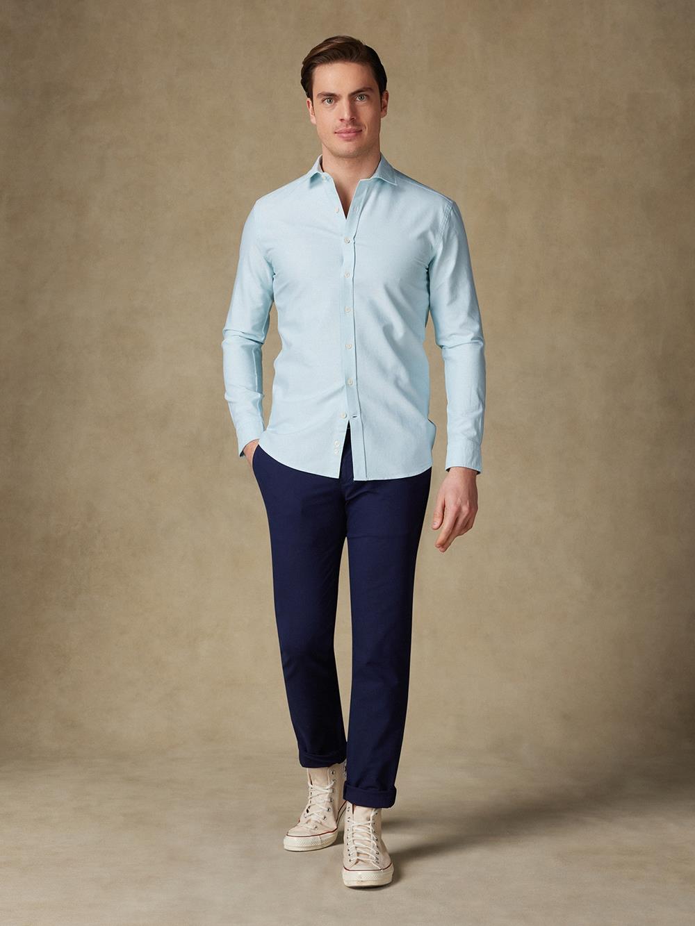 Chemise bio en oxford lavé lagon