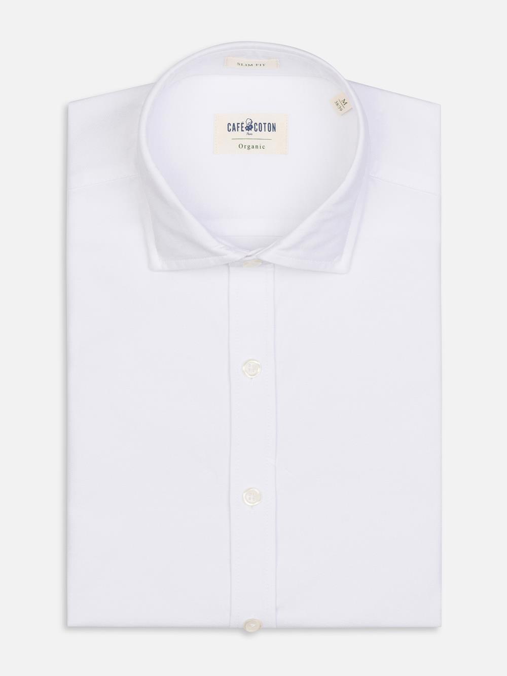 Chemise cintrée bio en oxford lavé blanc