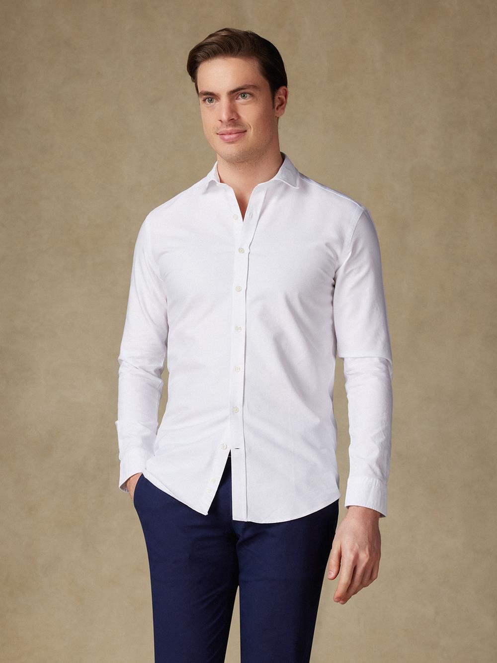 White washed organic oxford slim fit shirt