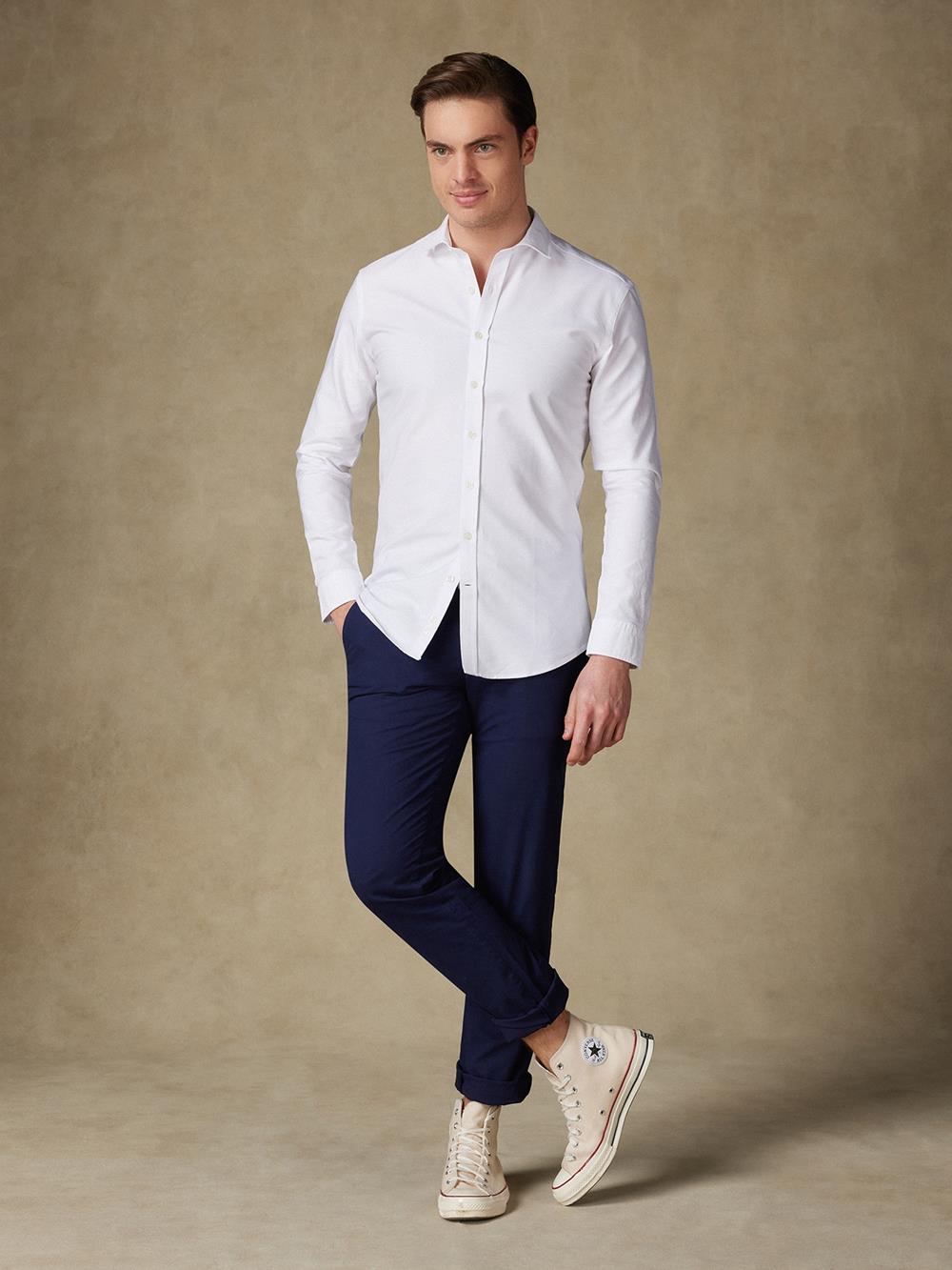 Camicia slim fit slim fit oxford biologica lavata in bianco