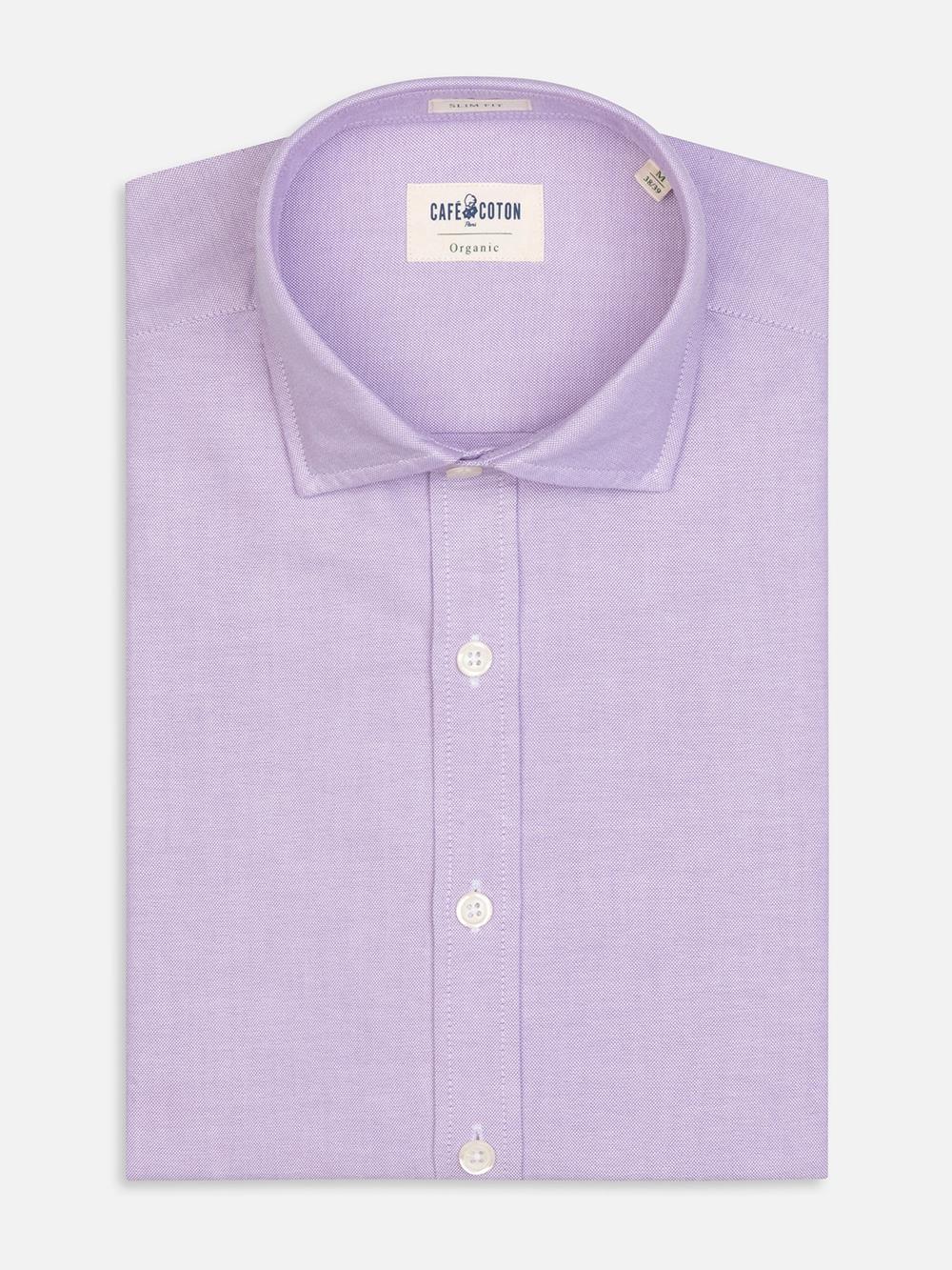 Chemise cintrée bio en oxford lavé parme