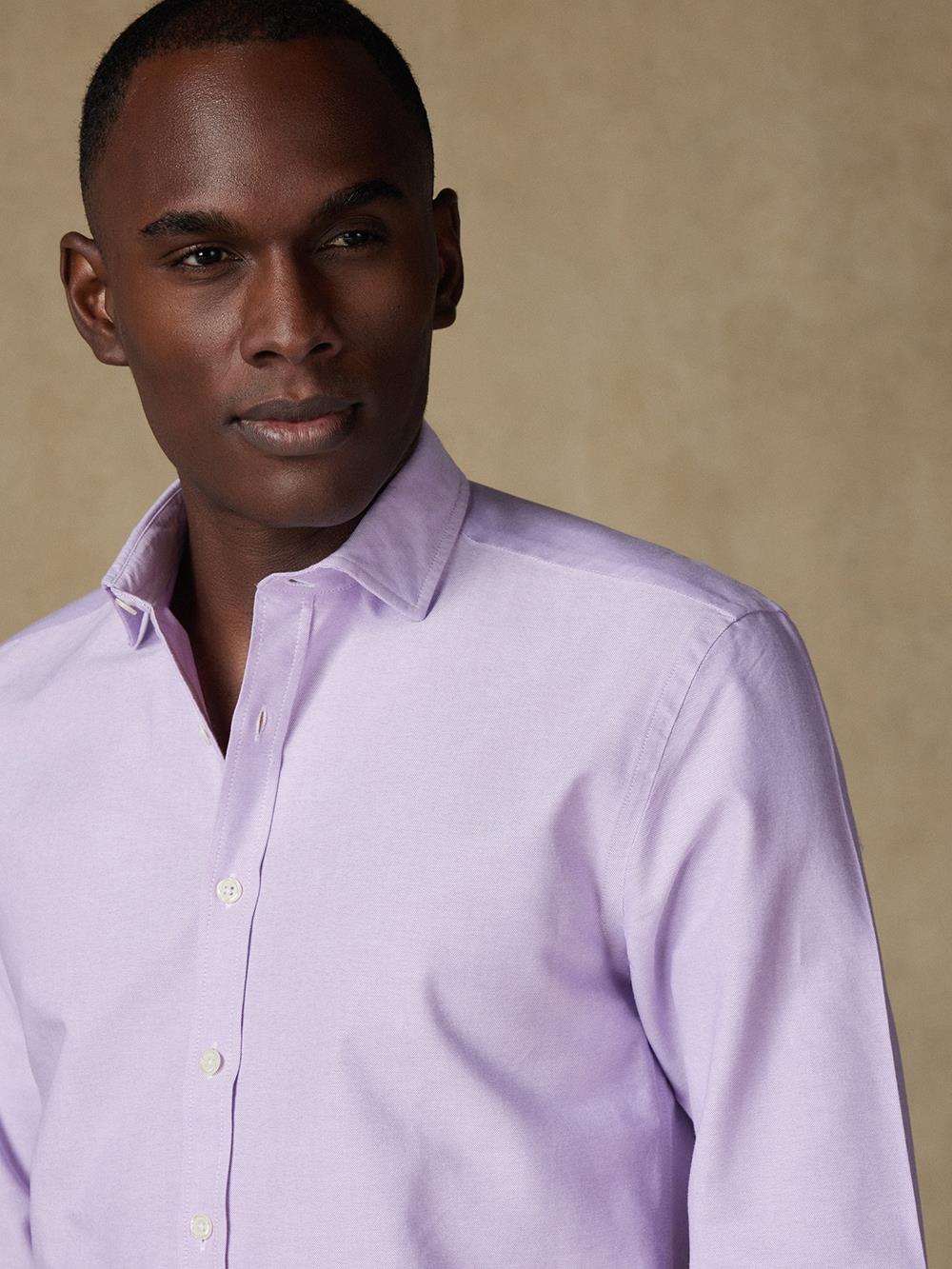 Chemise cintrée bio en oxford lavé parme