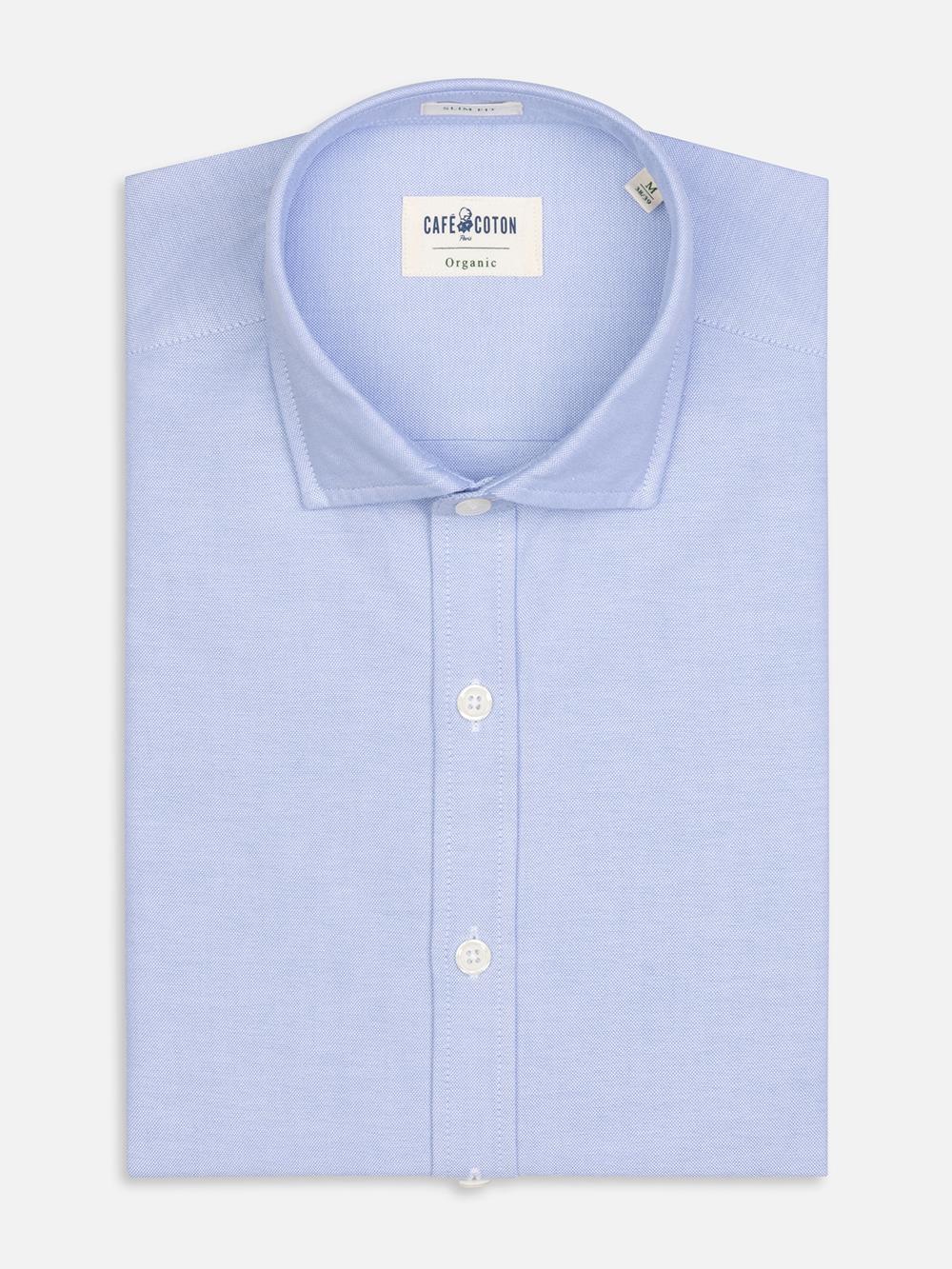 Chemise cintrée bio en oxford lavé ciel